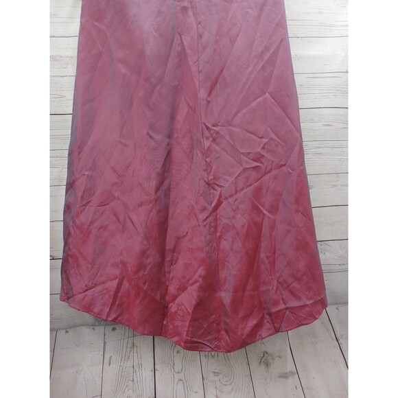 Vtg Michelangelo Prom Maxy Dress One Shoulder High Low Red Iridescent Sz 4 - Picture 9 of 12